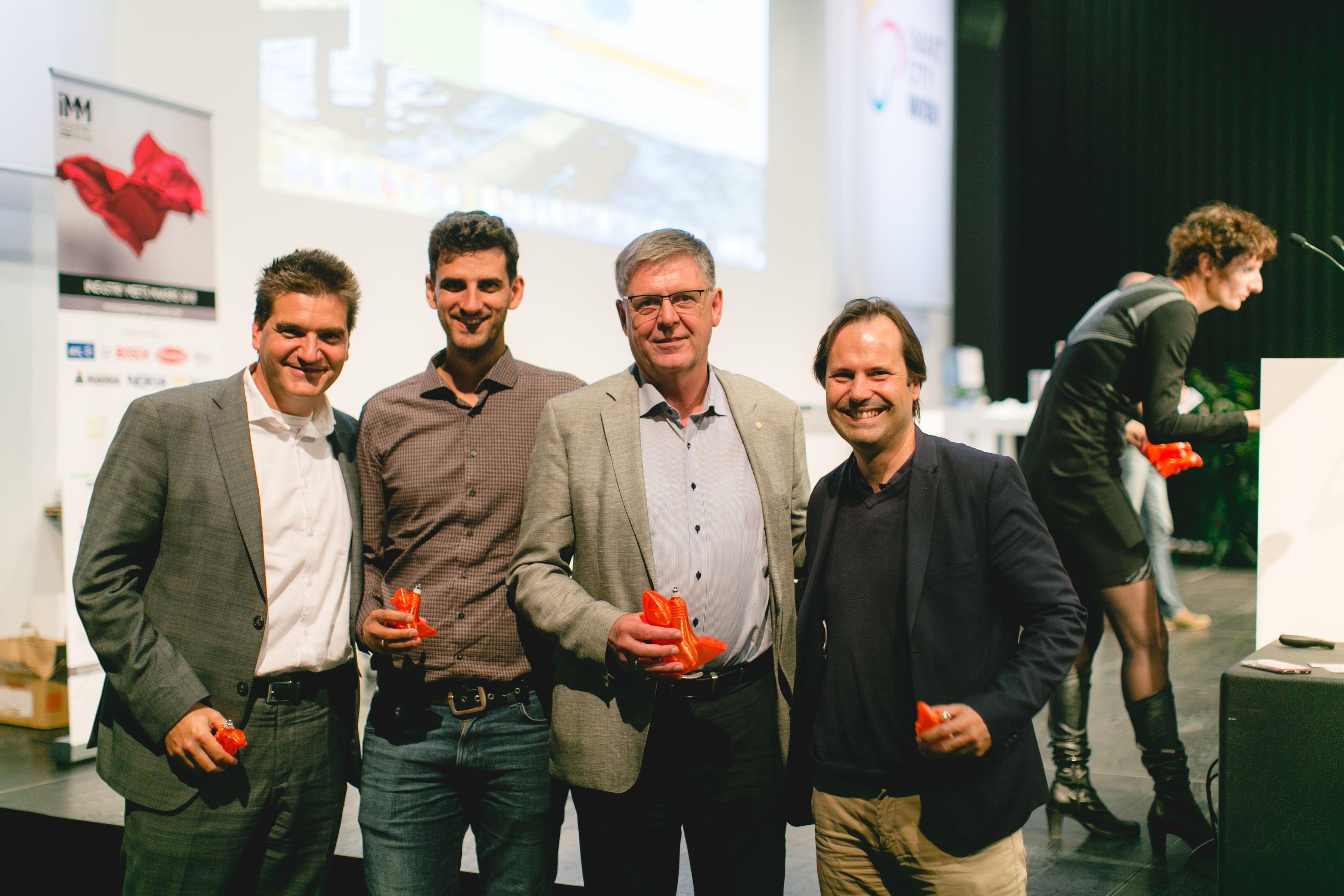 Preisverleihung Industy Meets Maker 2018 Michael Weilguny, Franz Mayr, Thomas Fiedler