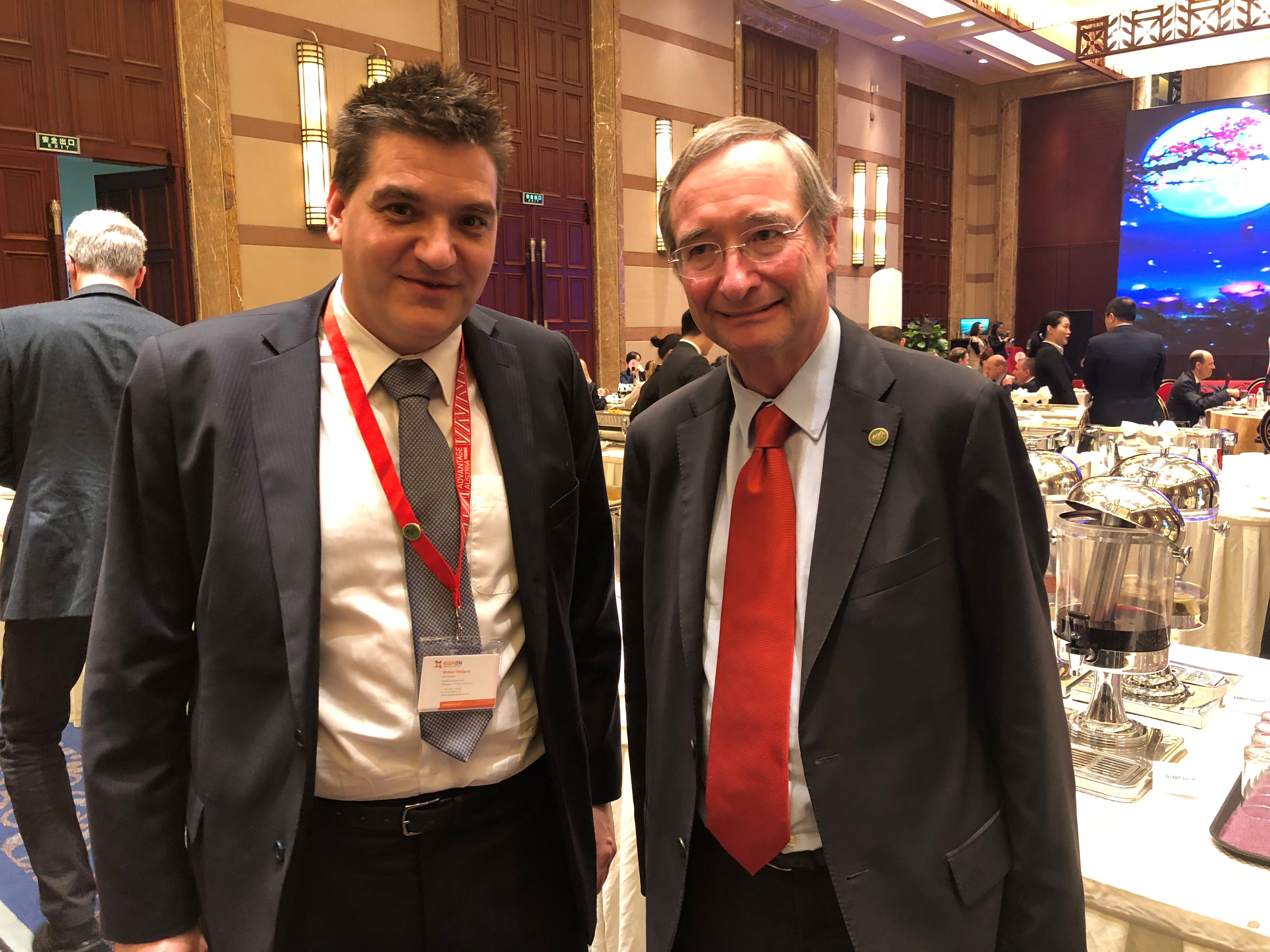 Michael Weilguny und Wirtschaftskammer President Christoph Leitl, China 2018